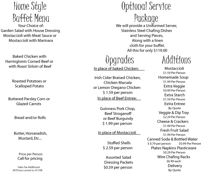 Delivered Menu